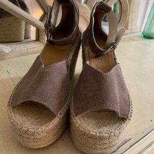 Soludos Positano Platform Wedge In Ash Size 9